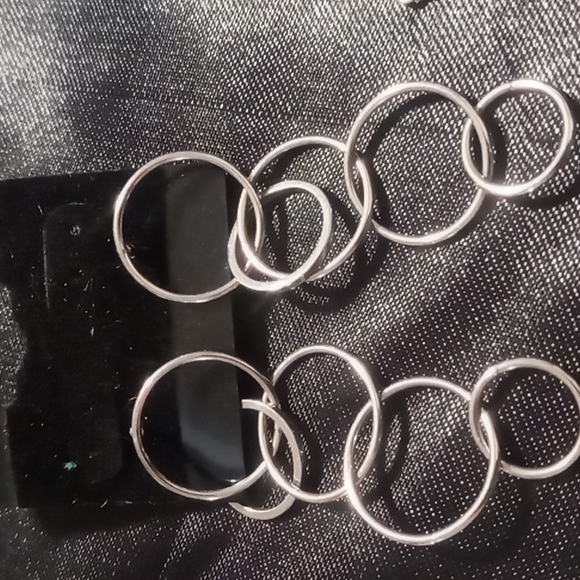 Silver tone cuff bracelet black onyx like stone cat eye quartz & circle link . - Picture 3 of 4